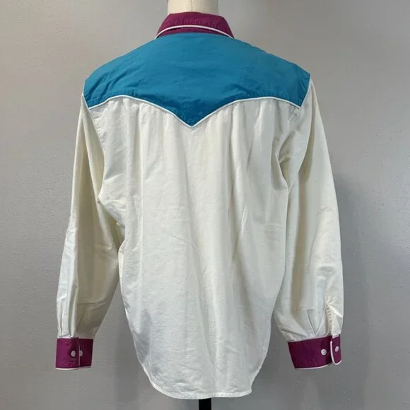 Vintage The San Angelo Collection 80s Western Shirt Mens 48 Multicolor Cotton - Picture 2 of 15